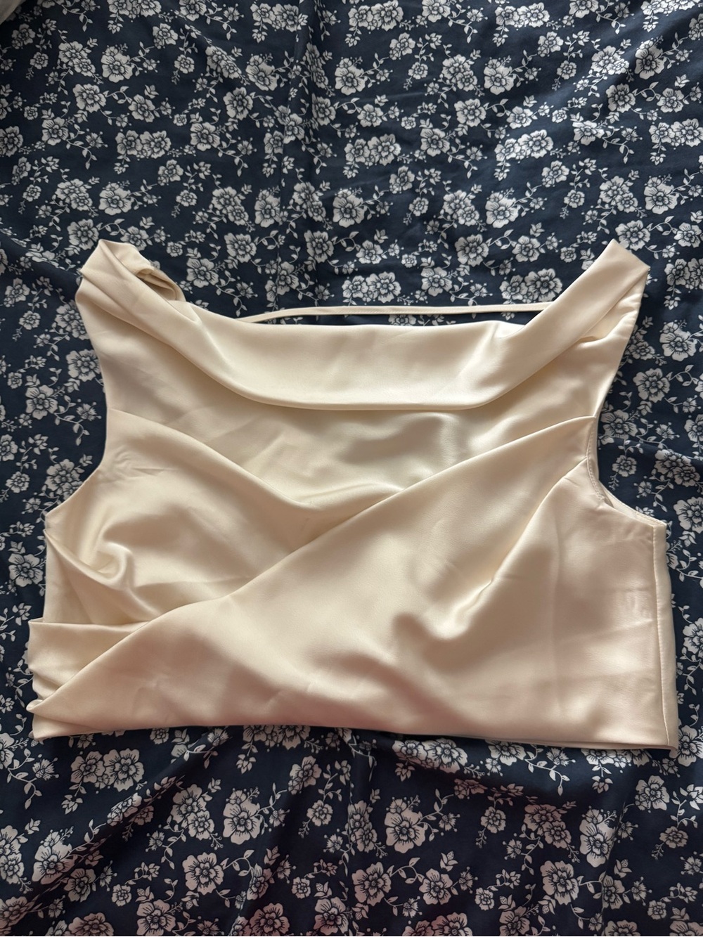 Satin Draped Crop Top in Cream